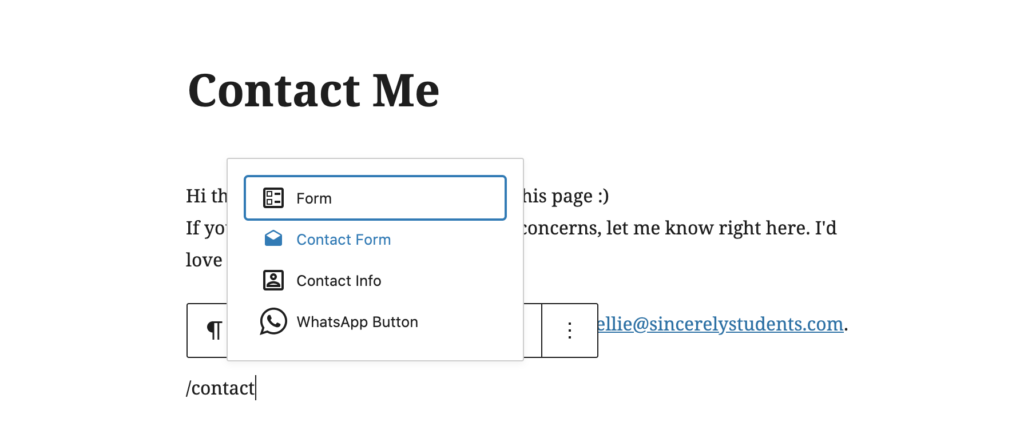 contact form
