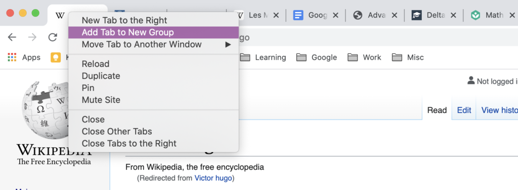 Use tab groups to stay organized digitally!