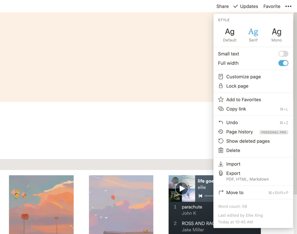 Notion has many customizable features!