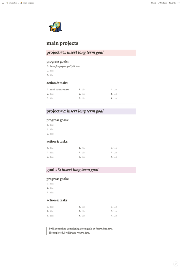 How I set goals with Notion