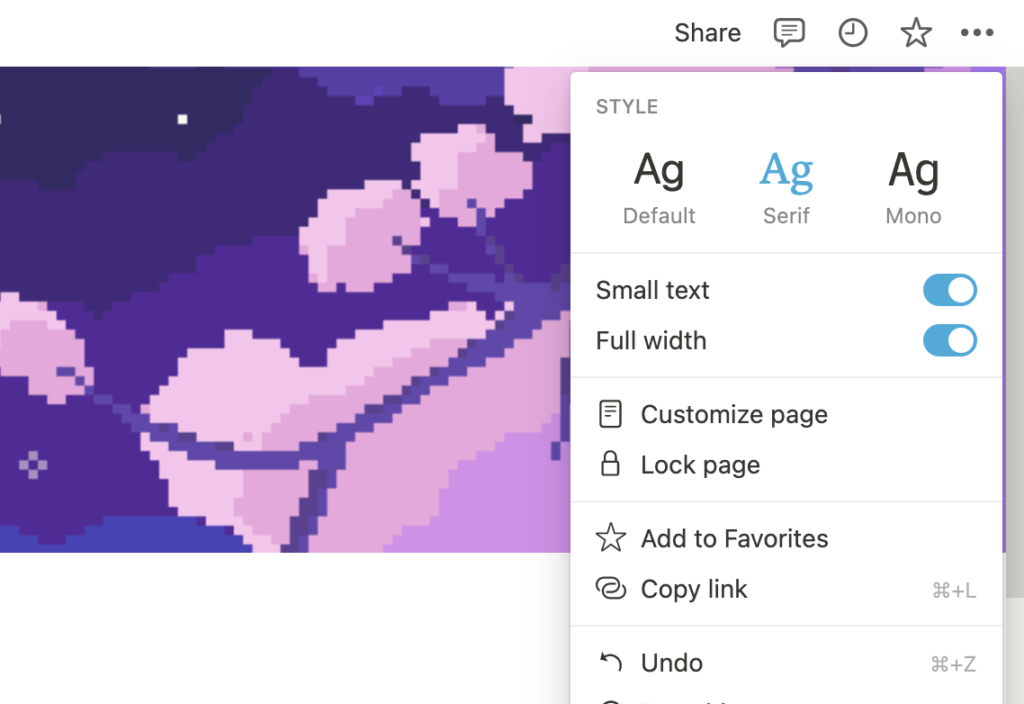 Three default fonts in Notion