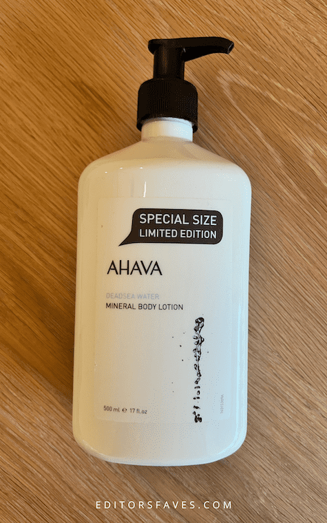 Real photo of AHAVA Mineral Body Lotion taken by beat cruelty-free skincare review editors at EditorsFaves.