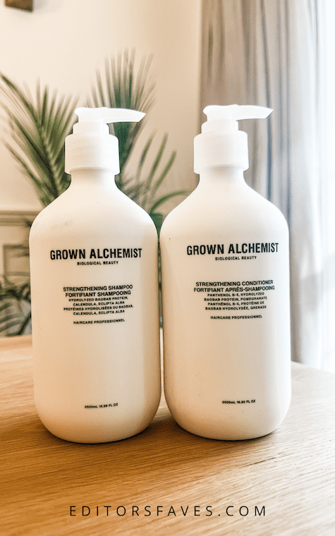 Real photo of our Grown Alchemist bottles, testing the  Best Cruelty-Free Shampoo and Conditioners