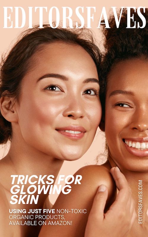 two women with healthy glowing skin showing how to use 5 organic skincare products from Amazon to achieve a radiant glow