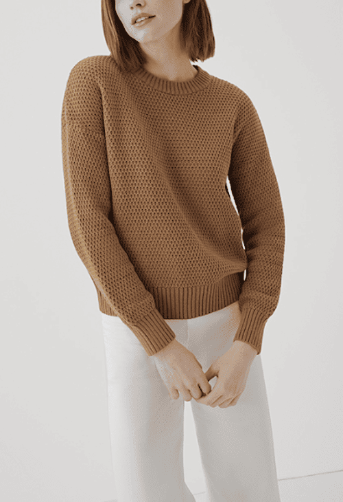 Winter Capsule Wardrobe Essentials from Pact, warm cozy knit sweater