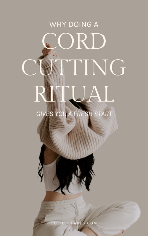 Young woman putting on a sweter as she learns about What is a Cord Cutting Ritual and How Do You Use it to Start Fresh?