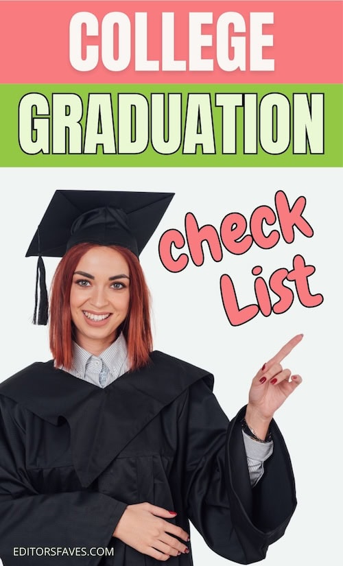 woman wearing graduation cap points to Ultimate College Graduation Checklist 