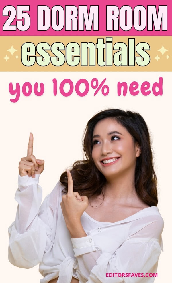 college student points to Dorm Room Essentials Every College Student Needs