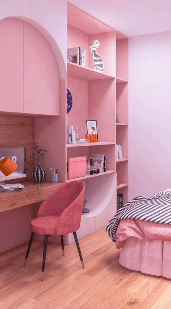 pink shelves 2 Cute Pink Dorm Room Decor Ideas You'll Love