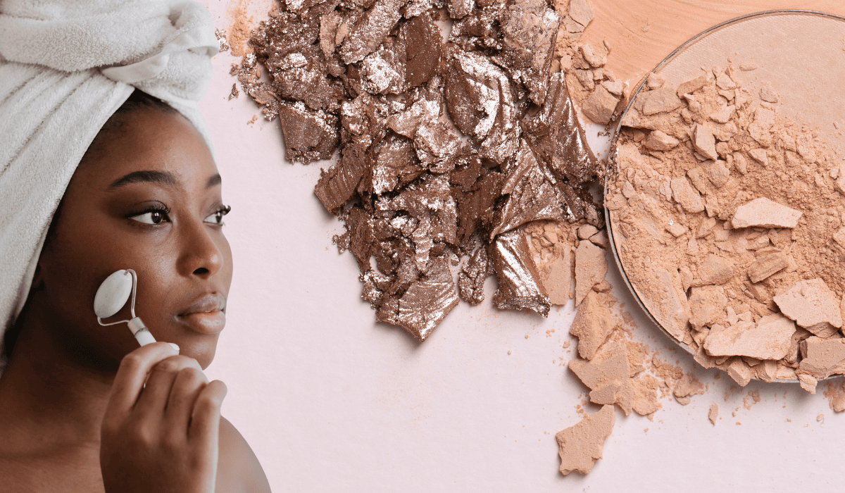 woman looks at makeup as she learns about the 100 Black-Owned Cruelty-Free Beauty Brands To Support