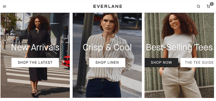 Screenshot of the Everlane website top recommend capsule wardrobe brands list