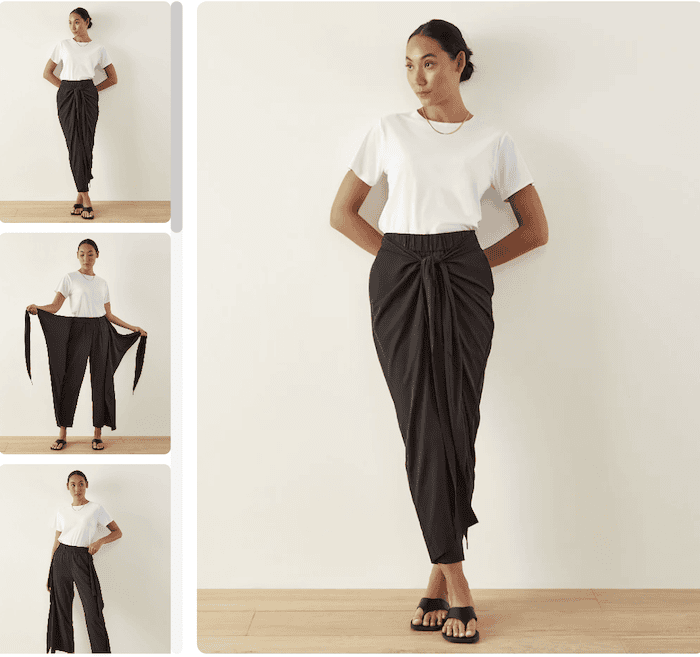 why aday is one of the best capsule wardrobe brands check out the convertable pants skirt