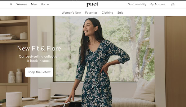 screenshot of the Pact website best capsule wardrobe brands pact