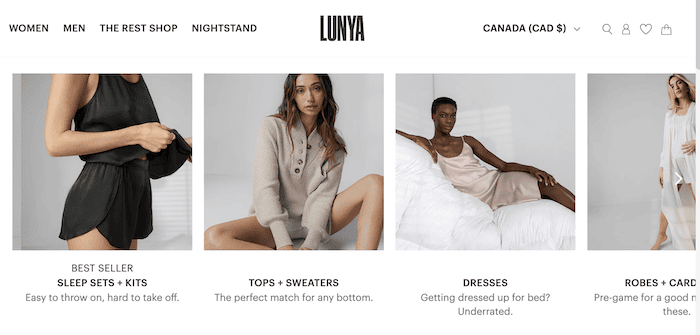 screenshot of Lunya's website as lunya is one the best capsule wardrobe brands