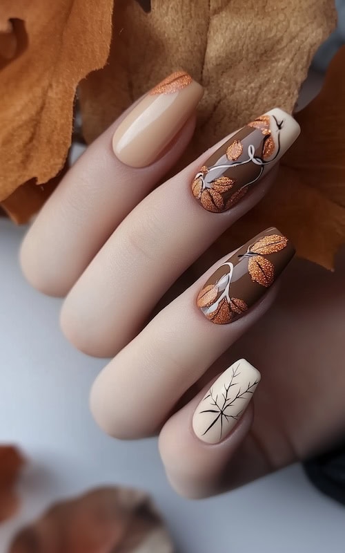 Fall Nails Ideas Autumn Leaves