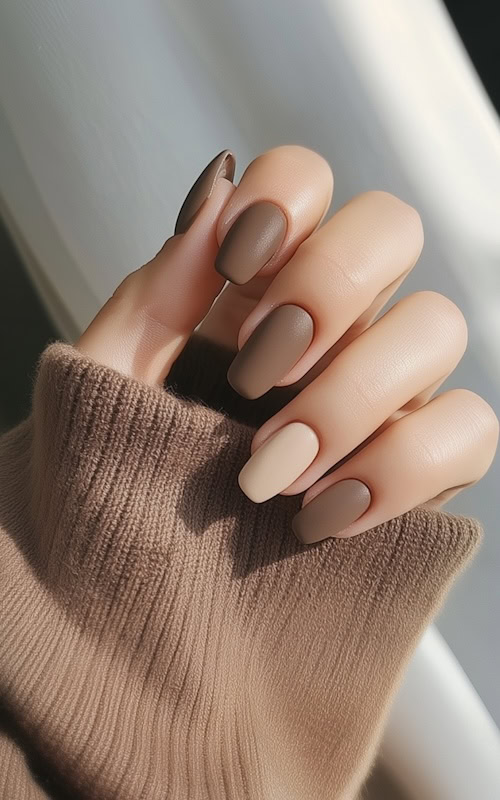 Matte fall nails nude tones