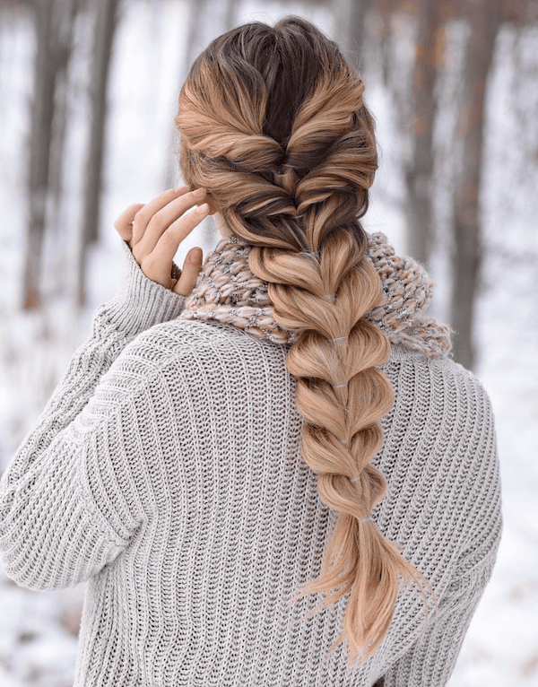 perfect winter hair braid on long hair