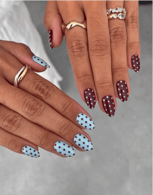 larger polka dots nail design