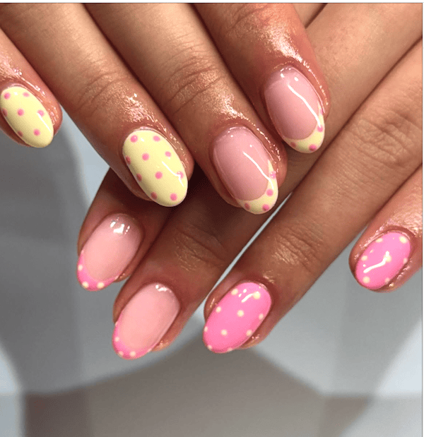 colorful polka dot nails