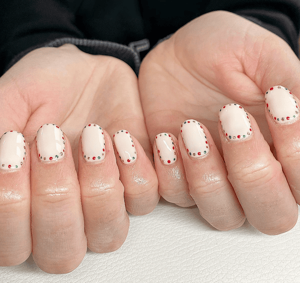 festive polka dot nails winter christmas style