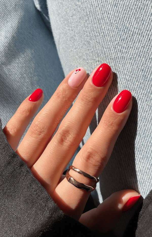 pinup bright red cherry nails