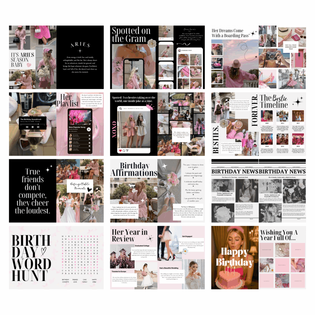 birthday magazine canva template
