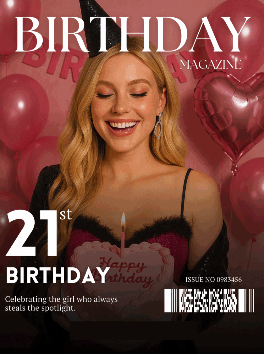 birthday bestie magazine canva template 