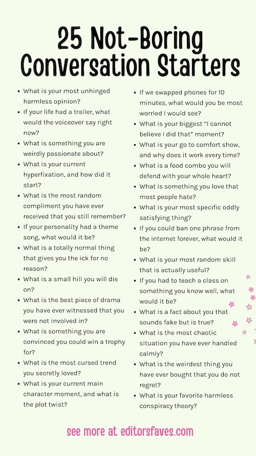 useful list of not-boring conversation starters questions to ask