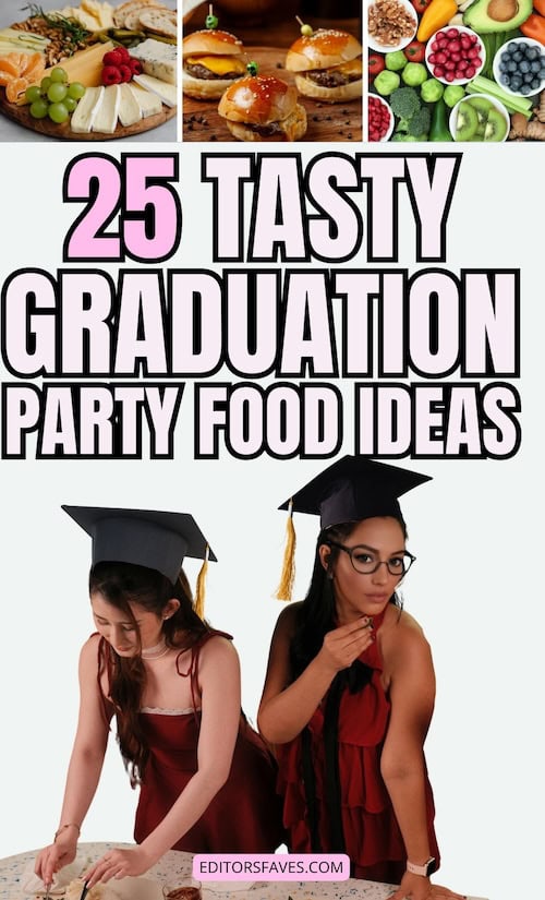 two graduates dining on creative tasty graduation party food