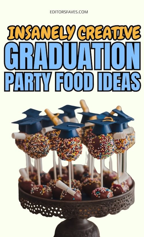 cake pops with grad caps, great example of wow super creative graduation party food ideas